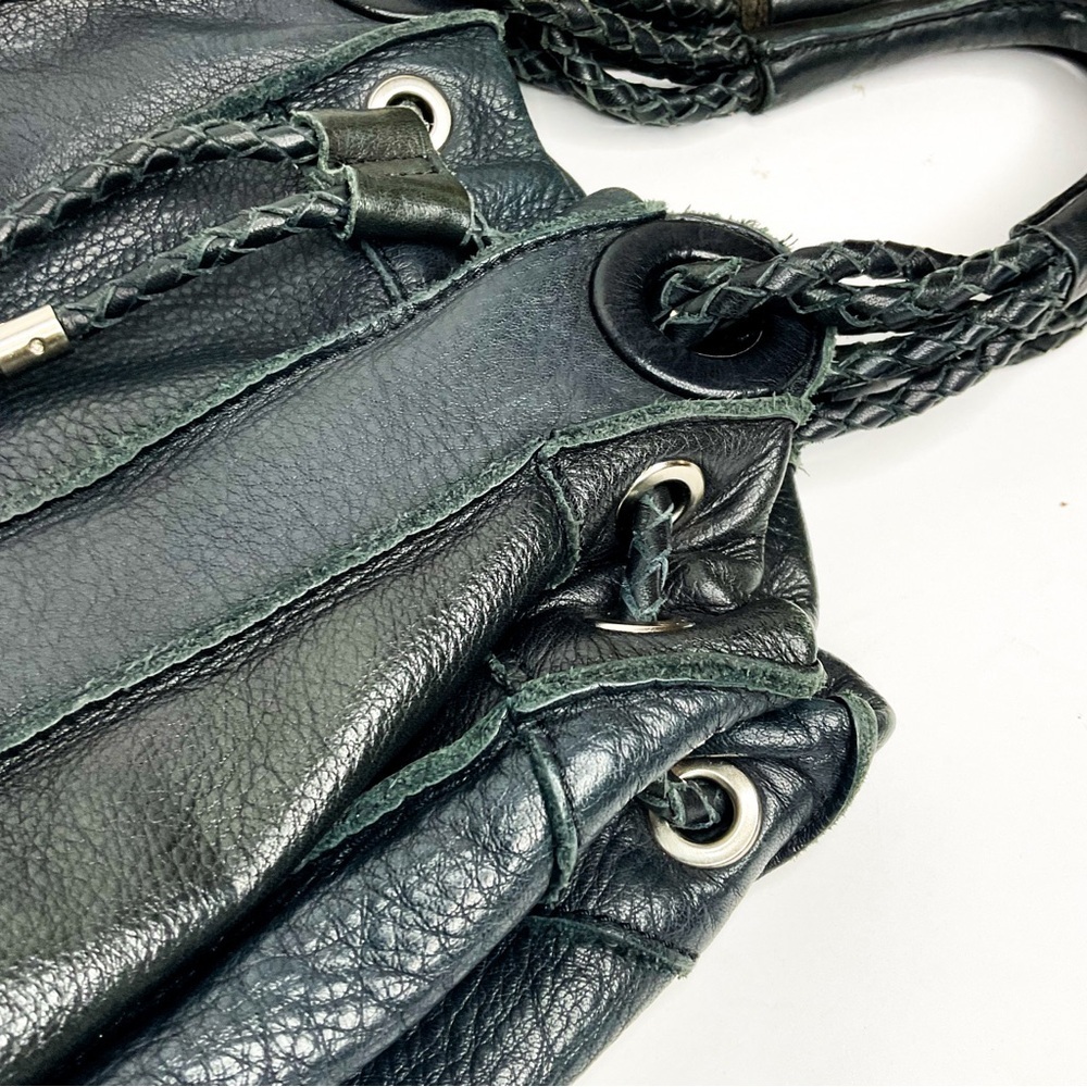 Vintage Kenneth Cole Black Leather Drawstring Bag - Picture 4 of 8